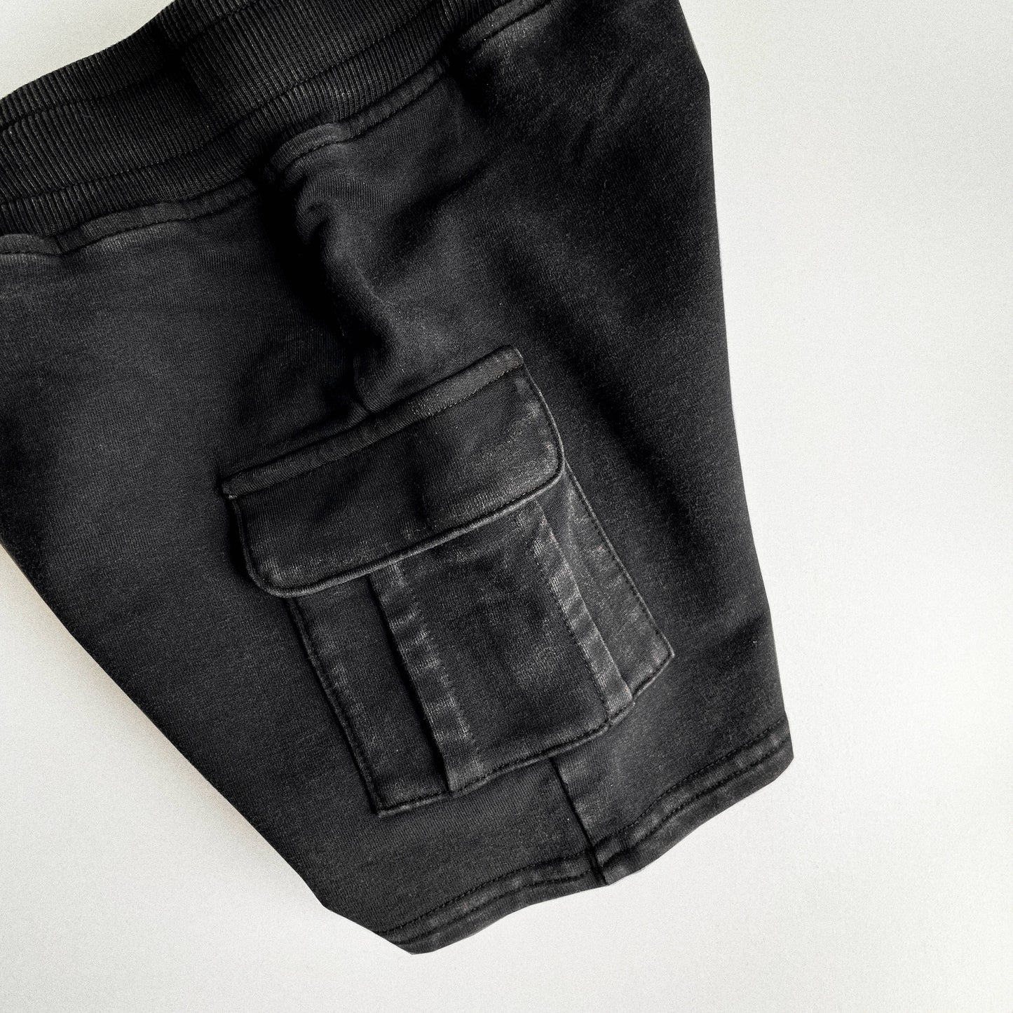 Black Acid Wash Cargo Shorts
