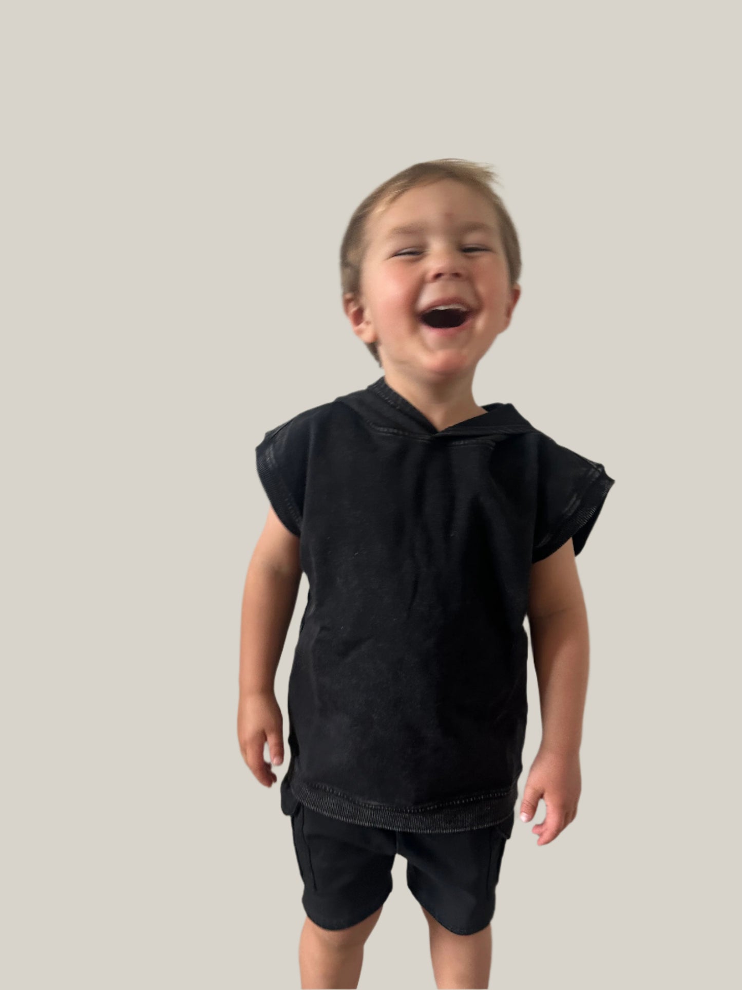 Black Acid Wash Cargo Shorts