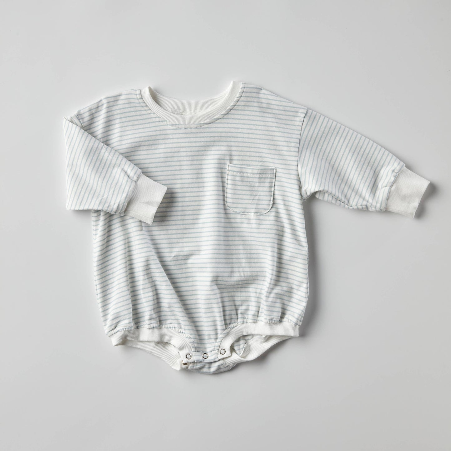 Pocket Romper in Blue Stripes