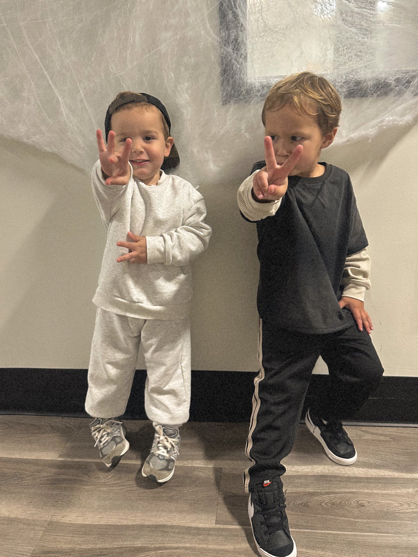 Waffle Layered Tee in Charcoal