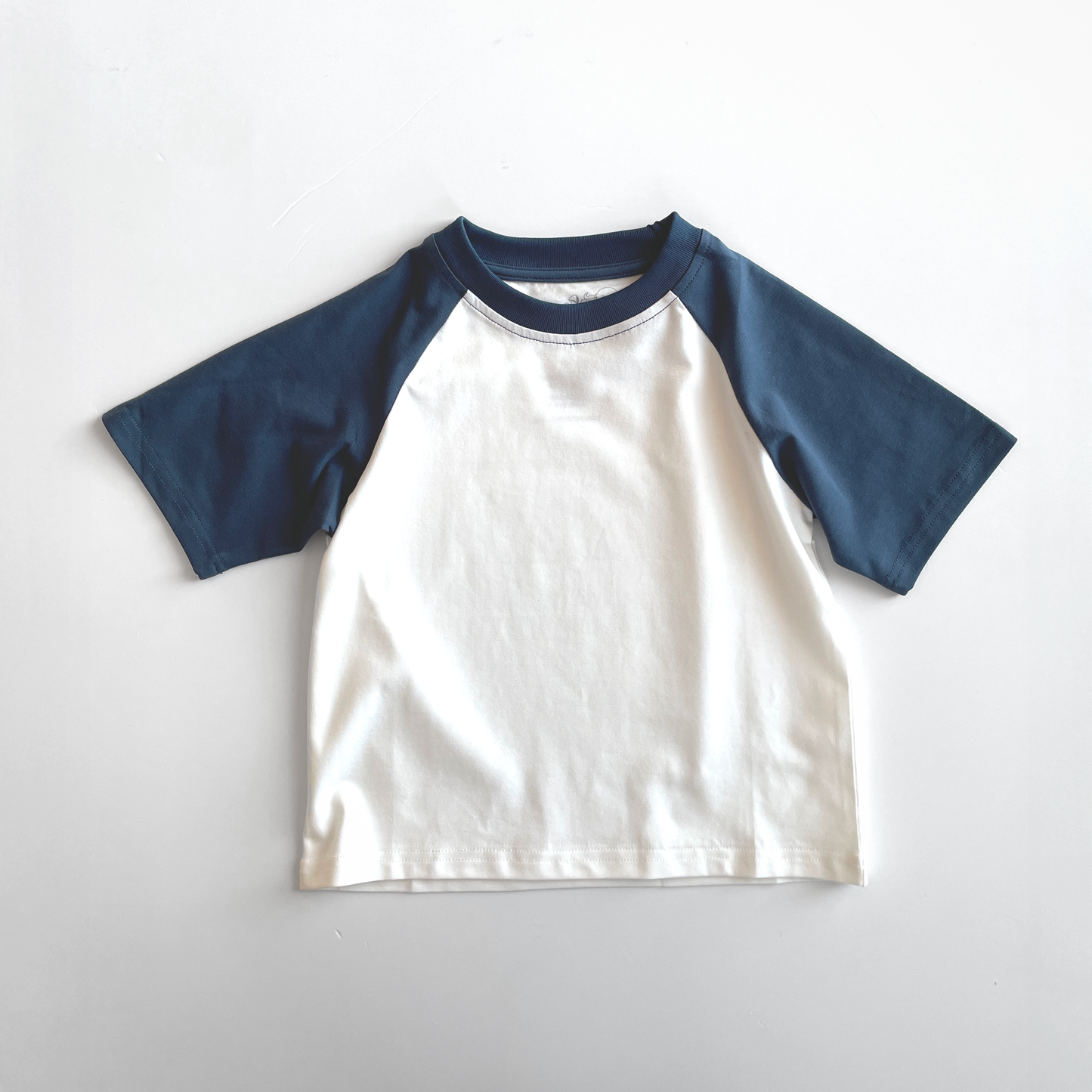 White and Navy Baseball Tee