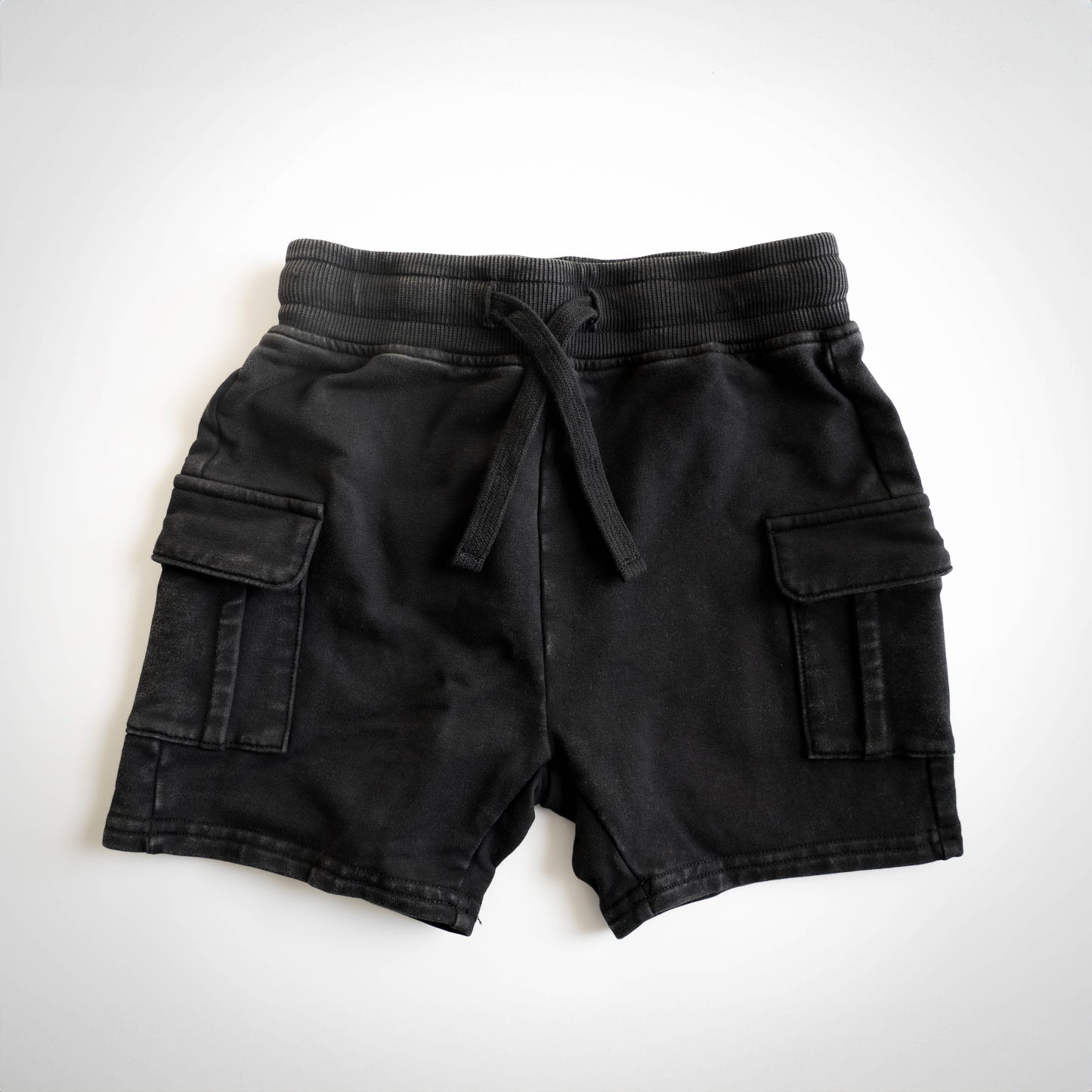Black Acid Wash Cargo Shorts